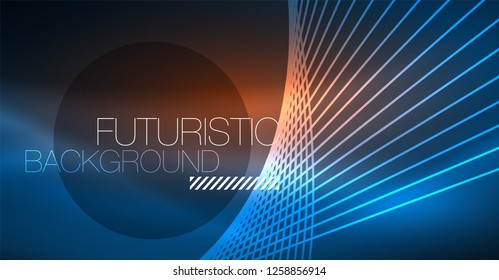 Neon glowing magic background, neon banner, night sky wallpaper. Magic light vector effect. Christmas abstract pattern.