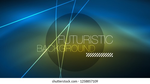 Neon glowing magic background, neon banner, night sky wallpaper. Magic light vector effect. Christmas abstract pattern.