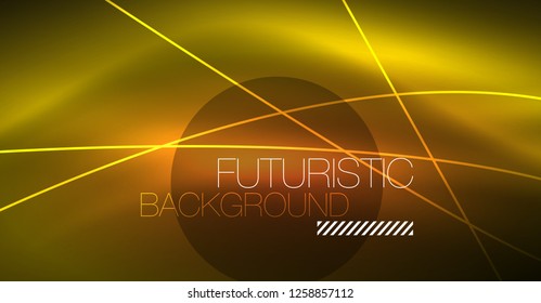 Neon glowing magic background, neon banner, night sky wallpaper. Magic light vector effect. Christmas abstract pattern.