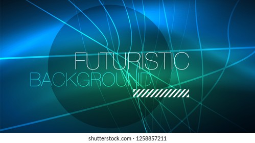 Neon glowing magic background, neon banner, night sky wallpaper. Magic light vector effect. Christmas abstract pattern.