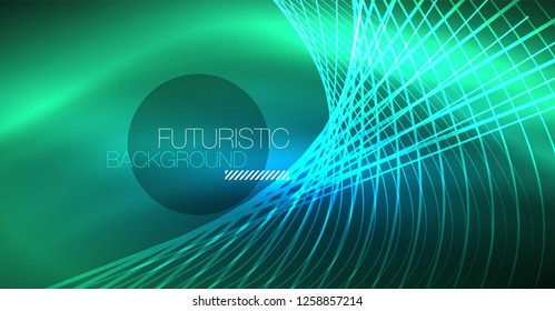 Neon leuchtend magischer Hintergrund, Neonbanner, Nachthimmelhintergrund. Magischer Licht-Vektoreffekt. Abstraktes Weihnachtsmuster.