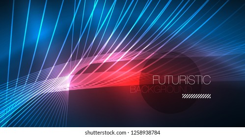 Neon leuchtend magischer Hintergrund, Neonbanner, Nachthimmelhintergrund. Magischer Licht-Vektoreffekt. Abstraktes Weihnachtsmuster.