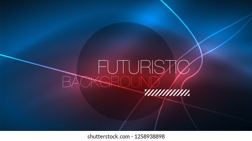 Neon glowing magic background, neon banner, night sky wallpaper. Magic light vector effect. Christmas abstract pattern.