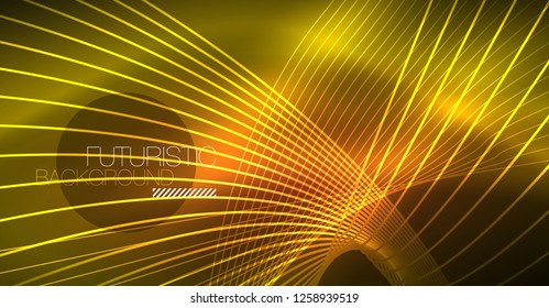 Neon glowing magic background, neon banner, night sky wallpaper. Magic light vector effect. Christmas abstract pattern.