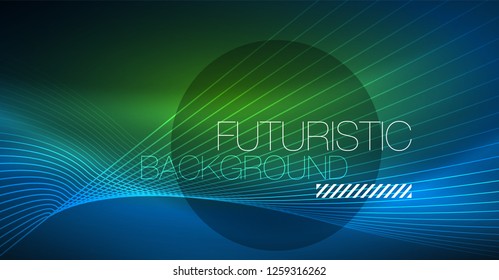 Neon glowing magic background, neon banner, night sky wallpaper. Magic light vector effect. Christmas abstract pattern.