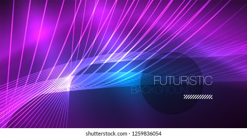 Fondo mágico brillante neón, pancarta de neón, papel tapiz de cielo nocturno. Efecto vector de luz mágica. Patrón abstracto de Navidad.