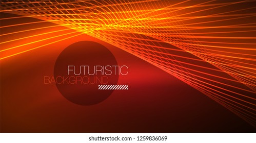 Neon glowing magic background, neon banner, night sky wallpaper. Magic light vector effect. Christmas abstract pattern.