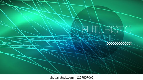 Neon glowing magic background, neon banner, night sky wallpaper. Magic light vector effect. Christmas abstract pattern.