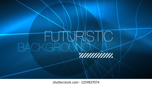 Neon glowing magic background, neon banner, night sky wallpaper. Magic light vector effect. Christmas abstract pattern.