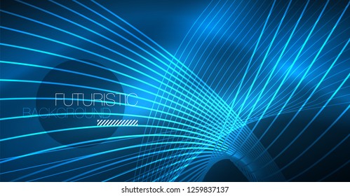 Neon glowing magic background, neon banner, night sky wallpaper. Magic light vector effect. Christmas abstract pattern.