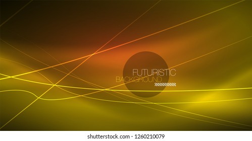 Neon glowing magic background, neon banner, night sky wallpaper. Magic light vector effect. Christmas abstract pattern.