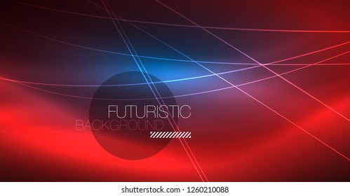 Neon glowing magic background, neon banner, night sky wallpaper. Magic light vector effect. Christmas abstract pattern.