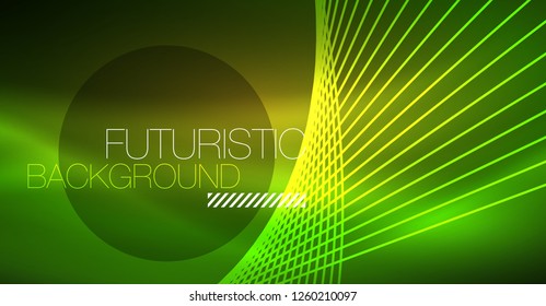Neon glowing magic background, neon banner, night sky wallpaper. Magic light vector effect. Christmas abstract pattern.