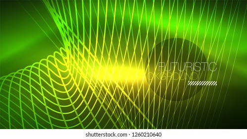 Fondo mágico brillante neón, pancarta de neón, papel tapiz de cielo nocturno. Efecto vector de luz mágica. Patrón abstracto de Navidad.