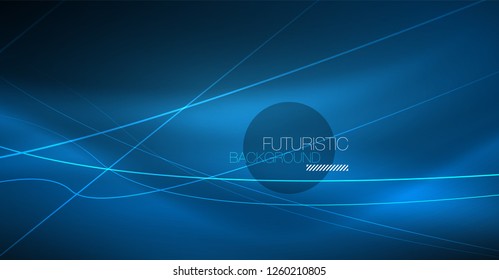 Neon glowing magic background, neon banner, night sky wallpaper. Magic light vector effect. Christmas abstract pattern.