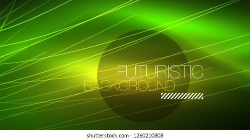Neon glowing magic background, neon banner, night sky wallpaper. Magic light vector effect. Christmas abstract pattern.