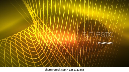 Neon glowing magic background, neon banner, night sky wallpaper. Magic light vector effect. Christmas abstract pattern.