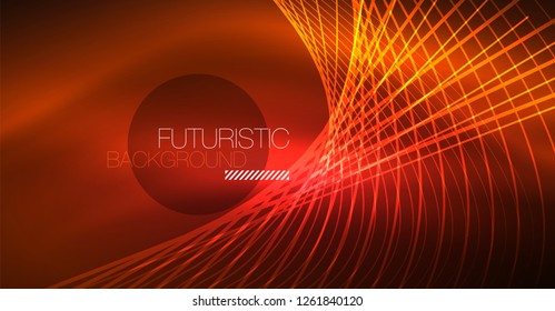 Neon glowing magic background, neon banner, night sky wallpaper. Magic light vector effect. Christmas abstract pattern.