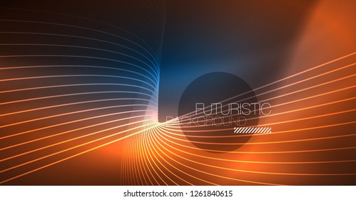 Neon leuchtend magischer Hintergrund, Neonbanner, Nachthimmelhintergrund. Magischer Licht-Vektoreffekt. Abstraktes Weihnachtsmuster.