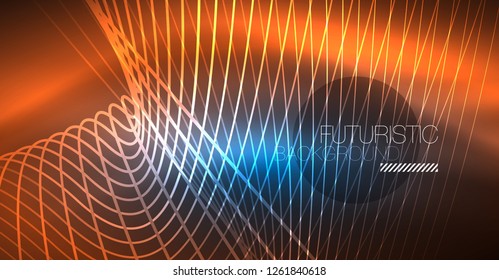 Fondo mágico brillante neón, pancarta de neón, papel tapiz de cielo nocturno. Efecto vector de luz mágica. Patrón abstracto de Navidad.