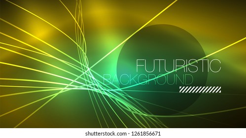 Neon leuchtend magischer Hintergrund, Neonbanner, Nachthimmelhintergrund. Magischer Licht-Vektoreffekt. Abstraktes Weihnachtsmuster.