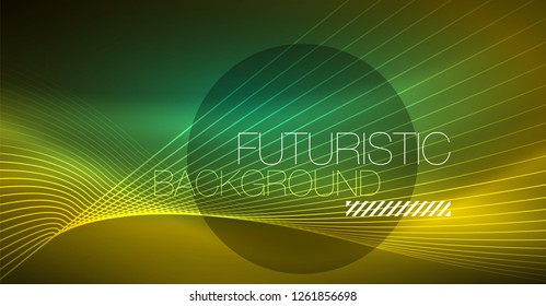 Neon glowing magic background, neon banner, night sky wallpaper. Magic light vector effect. Christmas abstract pattern.