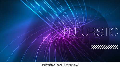 Neon glowing magic background, neon banner, night sky wallpaper. Magic light vector effect. Christmas abstract pattern.