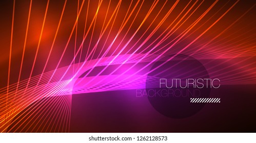 Fondo mágico brillante neón, pancarta de neón, papel tapiz de cielo nocturno. Efecto vector de luz mágica. Patrón abstracto de Navidad.