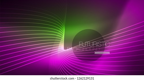 Fondo mágico brillante neón, pancarta de neón, papel tapiz de cielo nocturno. Efecto vector de luz mágica. Patrón abstracto de Navidad.
