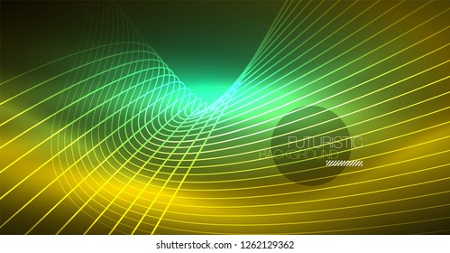 Neon leuchtend magischer Hintergrund, Neonbanner, Nachthimmelhintergrund. Magischer Licht-Vektoreffekt. 