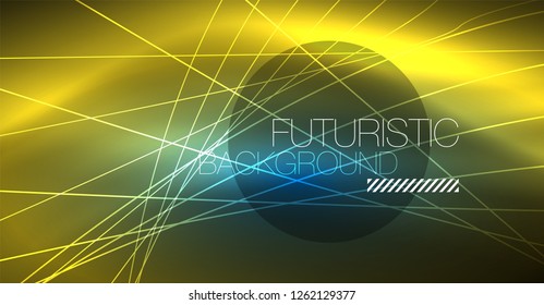 Neon leuchtend magischer Hintergrund, Neonbanner, Nachthimmelhintergrund. Magischer Licht-Vektoreffekt. 