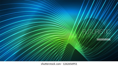 Fondo mágico brillante neón, pancarta de neón, papel tapiz de cielo nocturno. Efecto vector de luz mágica. Patrón abstracto de Navidad.