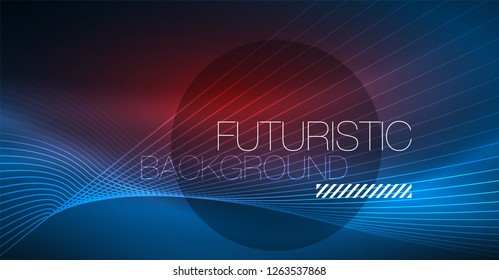 Neon glowing magic background, neon banner, night sky wallpaper. Magic light vector effect. Christmas abstract pattern.