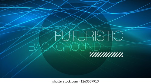 Neon glowing magic background, neon banner, night sky wallpaper. Magic light vector effect. Christmas abstract pattern.