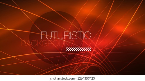Neon glowing magic background, neon banner, night sky wallpaper. Magic light vector effect. Christmas abstract pattern.