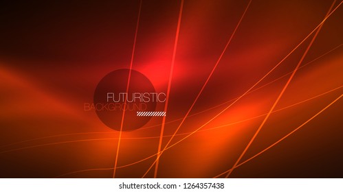 Neon glowing magic background, neon banner, night sky wallpaper. Magic light vector effect. Christmas abstract pattern.