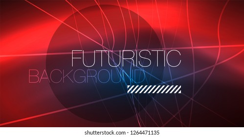 Neon glowing magic background, neon banner, night sky wallpaper. Magic light vector effect. Christmas abstract pattern.