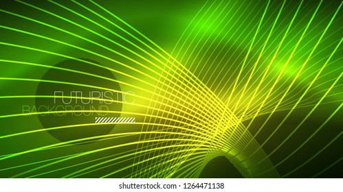 Neon leuchtend magischer Hintergrund, Neonbanner, Nachthimmelhintergrund. Magischer Licht-Vektoreffekt. Abstraktes Weihnachtsmuster.