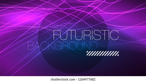 Neon glowing magic background, neon banner, night sky wallpaper. Magic light vector effect. Christmas abstract pattern.