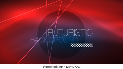 Neon glowing magic background, neon banner, night sky wallpaper. Magic light vector effect. Christmas abstract pattern.