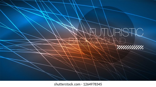 Neon glowing magic background, neon banner, night sky wallpaper. Magic light vector effect. Christmas abstract pattern.