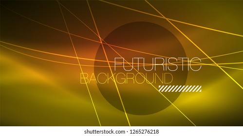 Neon glowing magic background, neon banner, night sky wallpaper. Magic light vector effect. Christmas abstract pattern.
