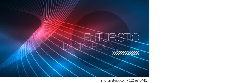 Neon glowing magic background, neon banner, night sky wallpaper. Magic light vector effect. Christmas abstract pattern.