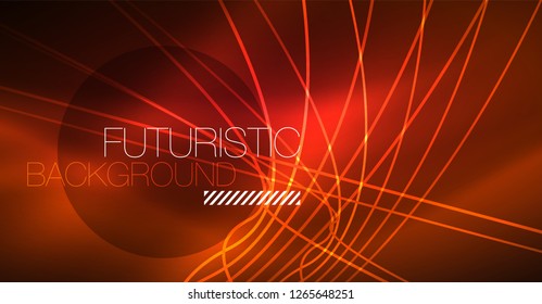 Neon glowing magic background, neon banner, night sky wallpaper. Magic light vector effect. Christmas abstract pattern.