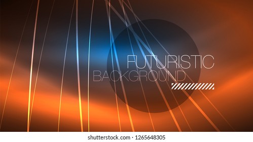 Neon glowing magic background, neon banner, night sky wallpaper. Magic light vector effect. Christmas abstract pattern.