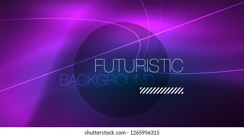 Neon glowing magic background, neon banner, night sky wallpaper. Magic light vector effect. Christmas abstract pattern.