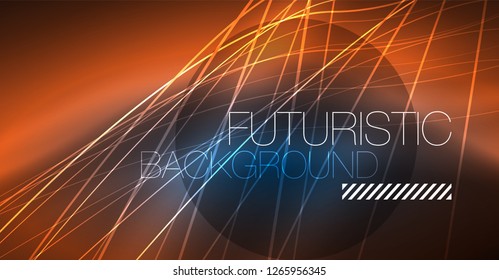 Neon glowing magic background, neon banner, night sky wallpaper. Magic light vector effect. Christmas abstract pattern.