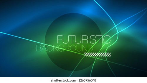 Neon glowing magic background, neon banner, night sky wallpaper. Magic light vector effect. Christmas abstract pattern.