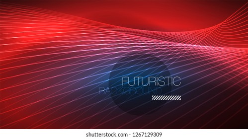 Neon glowing magic background, neon banner, night sky wallpaper. Magic light vector effect. Christmas abstract pattern.