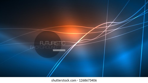 Fondo mágico brillante neón, pancarta de neón, papel tapiz de cielo nocturno. Efecto vector de luz mágica. Patrón abstracto de Navidad.